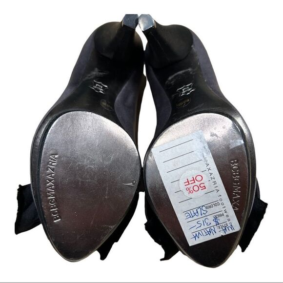 BCBG women's shoes size 6.5 Slate Grey platform heels with bow Peep Toe - Picture 6 of 6